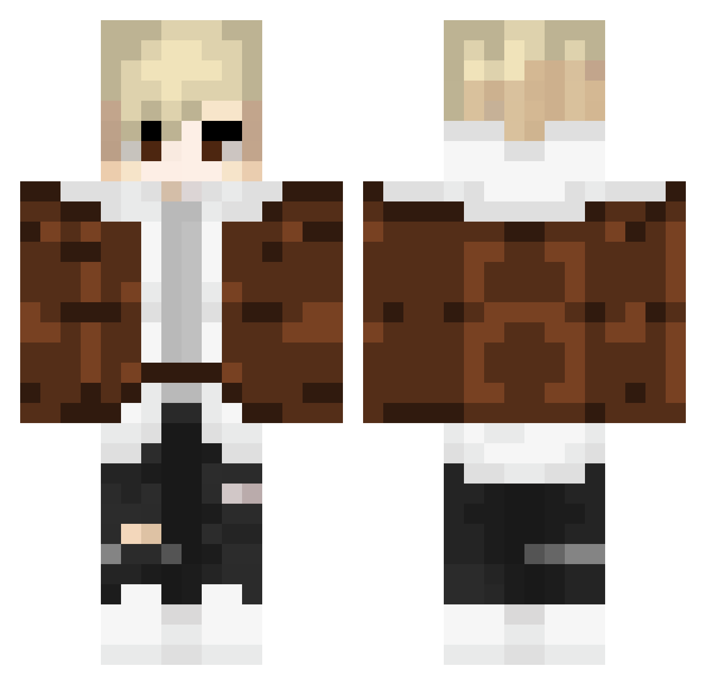 WaldieX Minecraft skin, front and back view