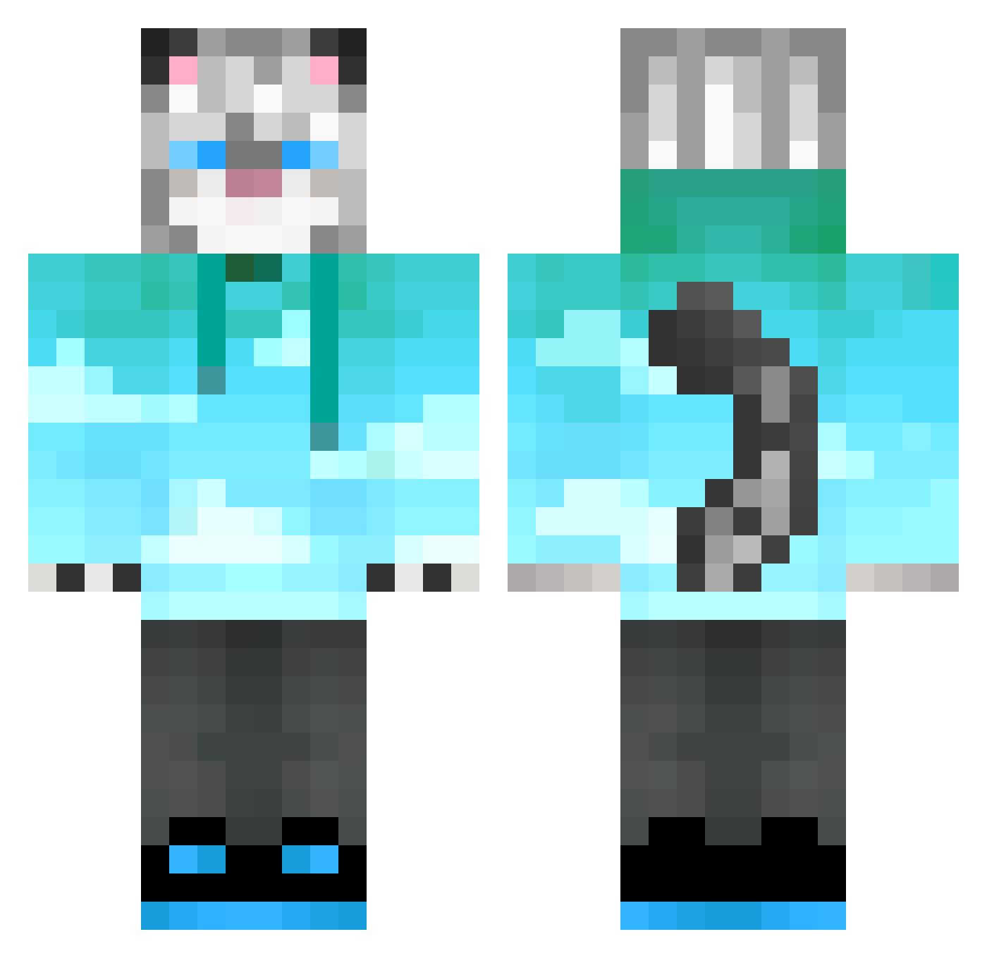 Reidakishi Minecraft skin, front and back view