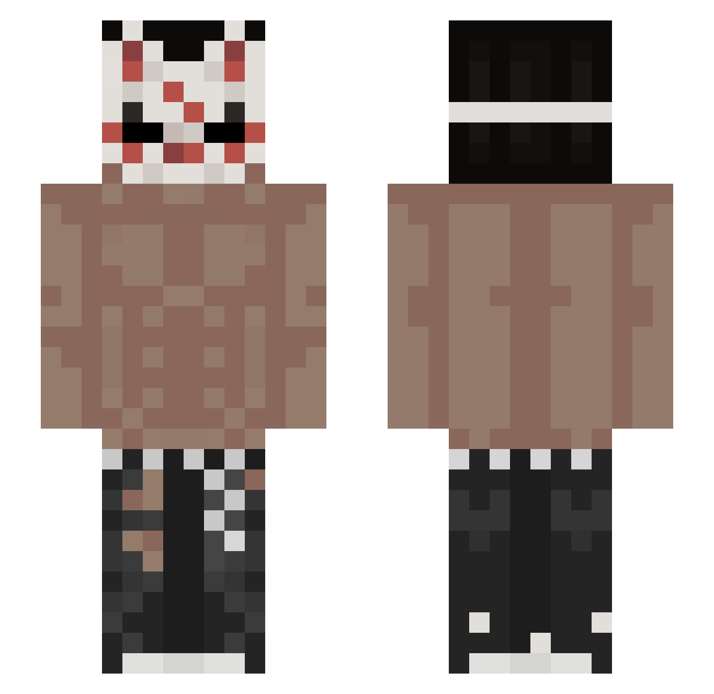 bunnystud Minecraft skin, front and back view