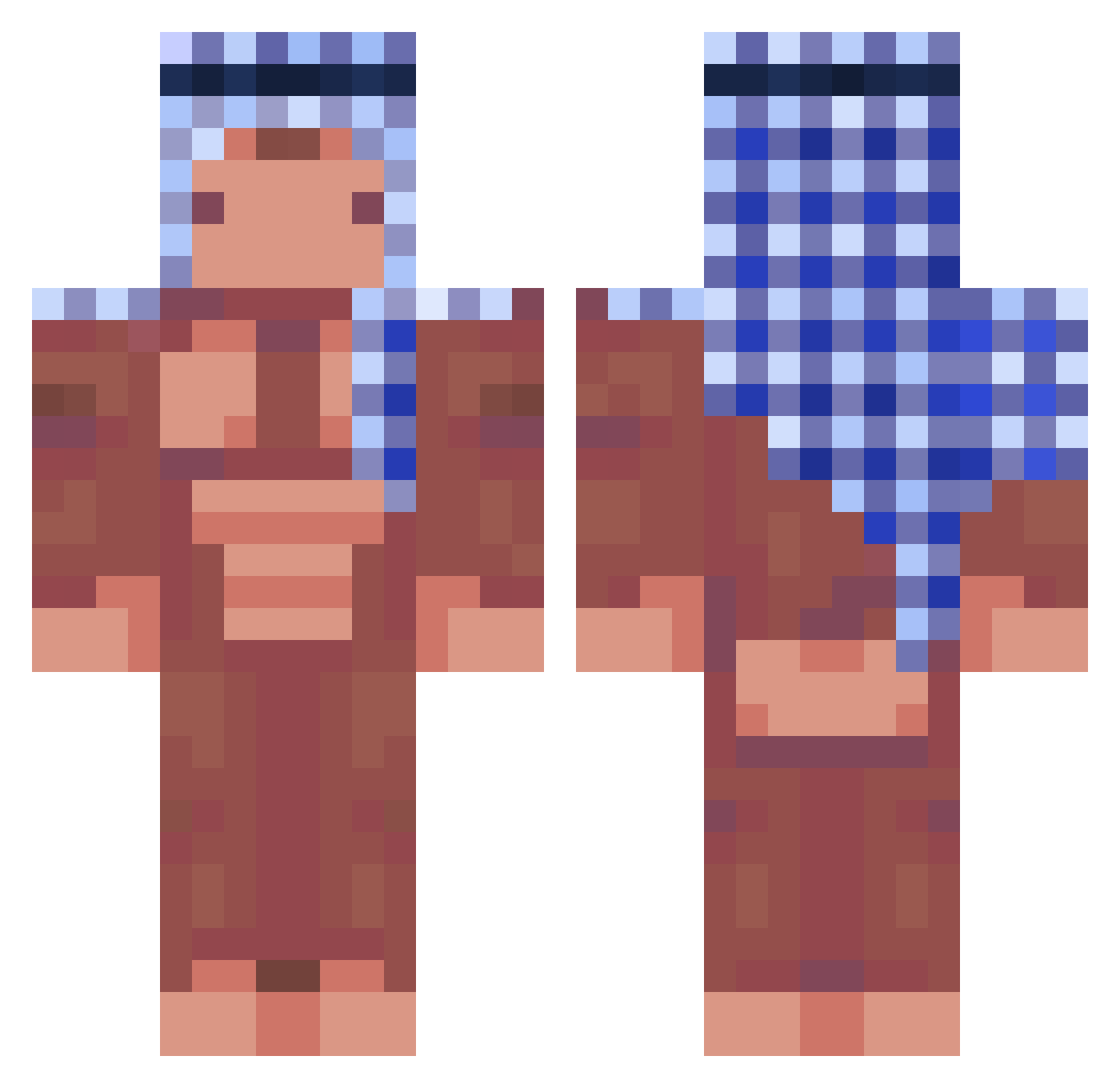McSoggyPizza Minecraft skin, front and back view