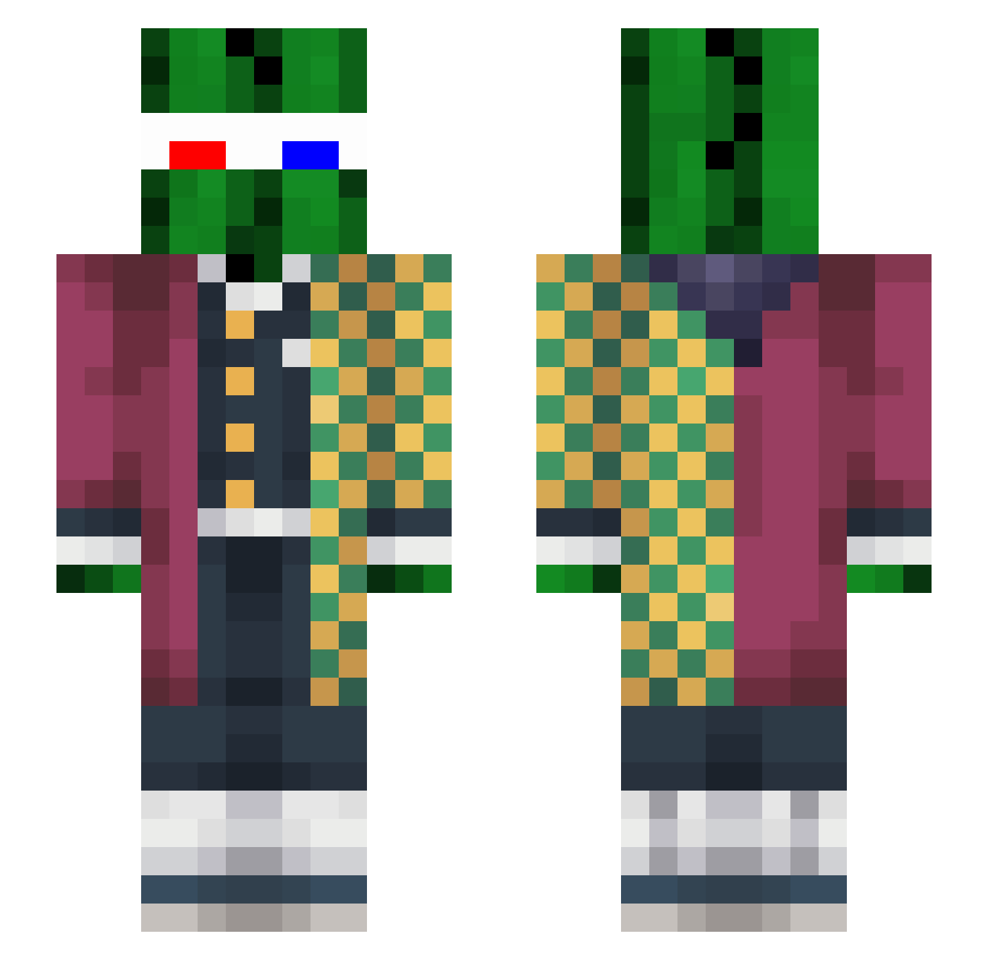 NTBama Minecraft skin, front and back view