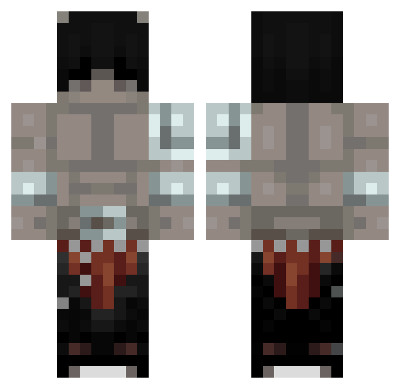 Parroted Minecraft skin, front and back view