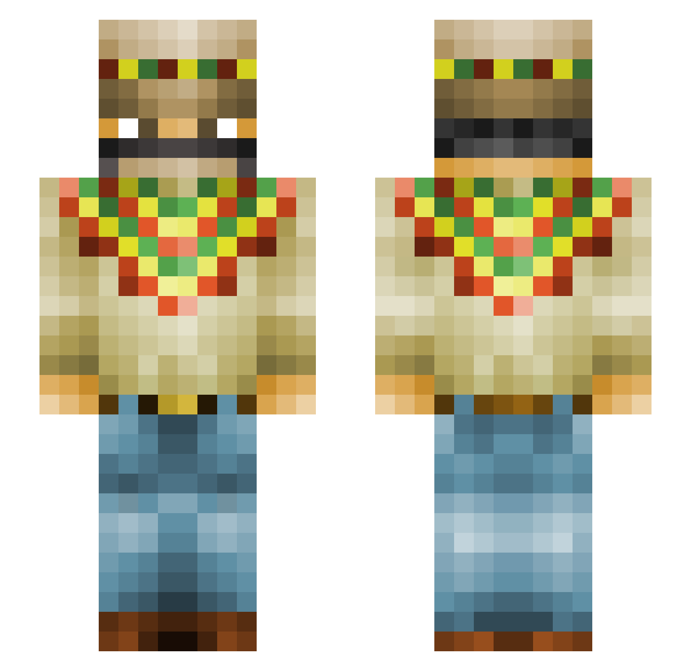 LUizito Minecraft skin, front and back view