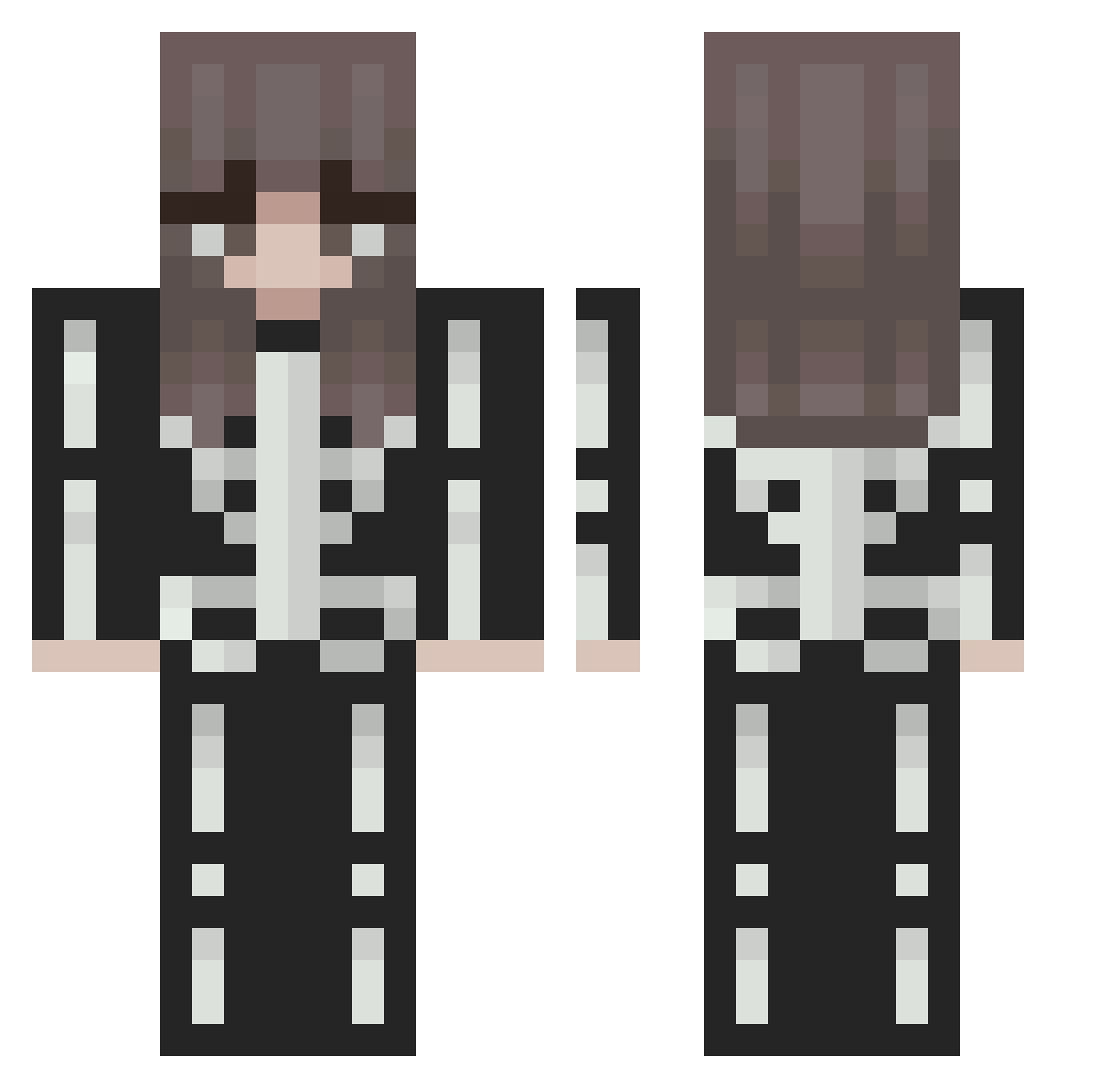 unwaa Minecraft skin, front and back view