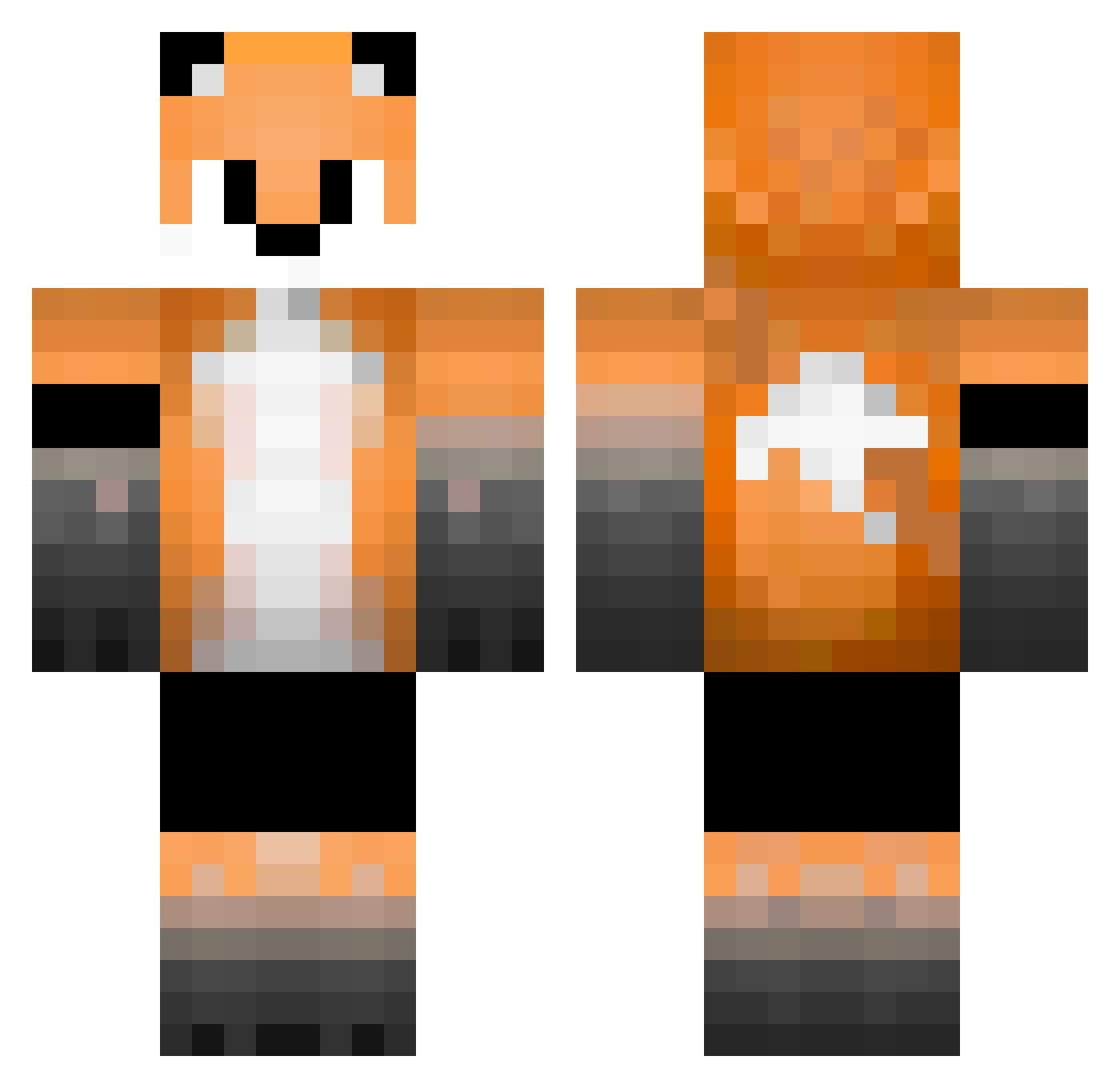 Vekator Minecraft skin, front and back view