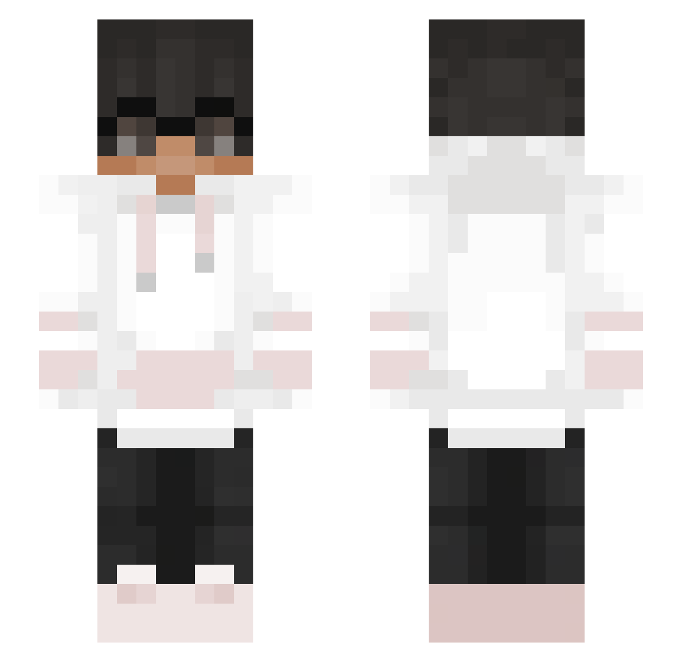 FridayNGHT Minecraft skin, front and back view