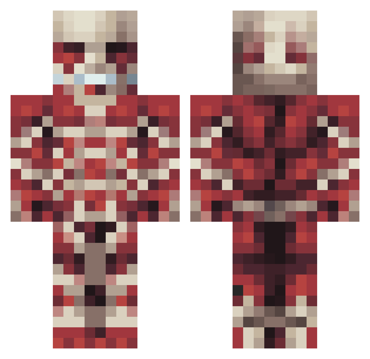 MowMyLawn Minecraft skin, front and back view