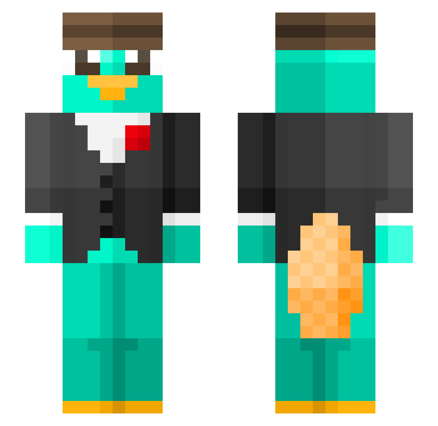 TheRelaTea Minecraft skin, front and back view