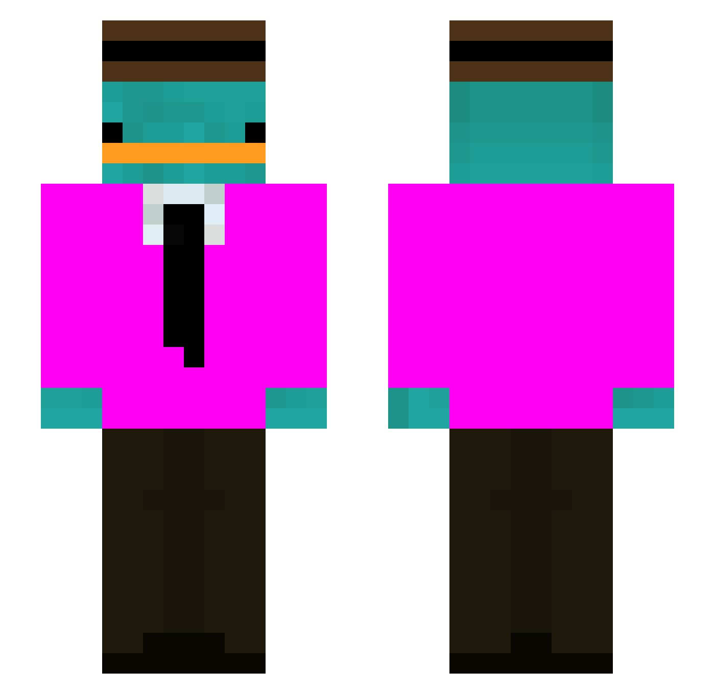 Vouwel Minecraft skin, front and back view