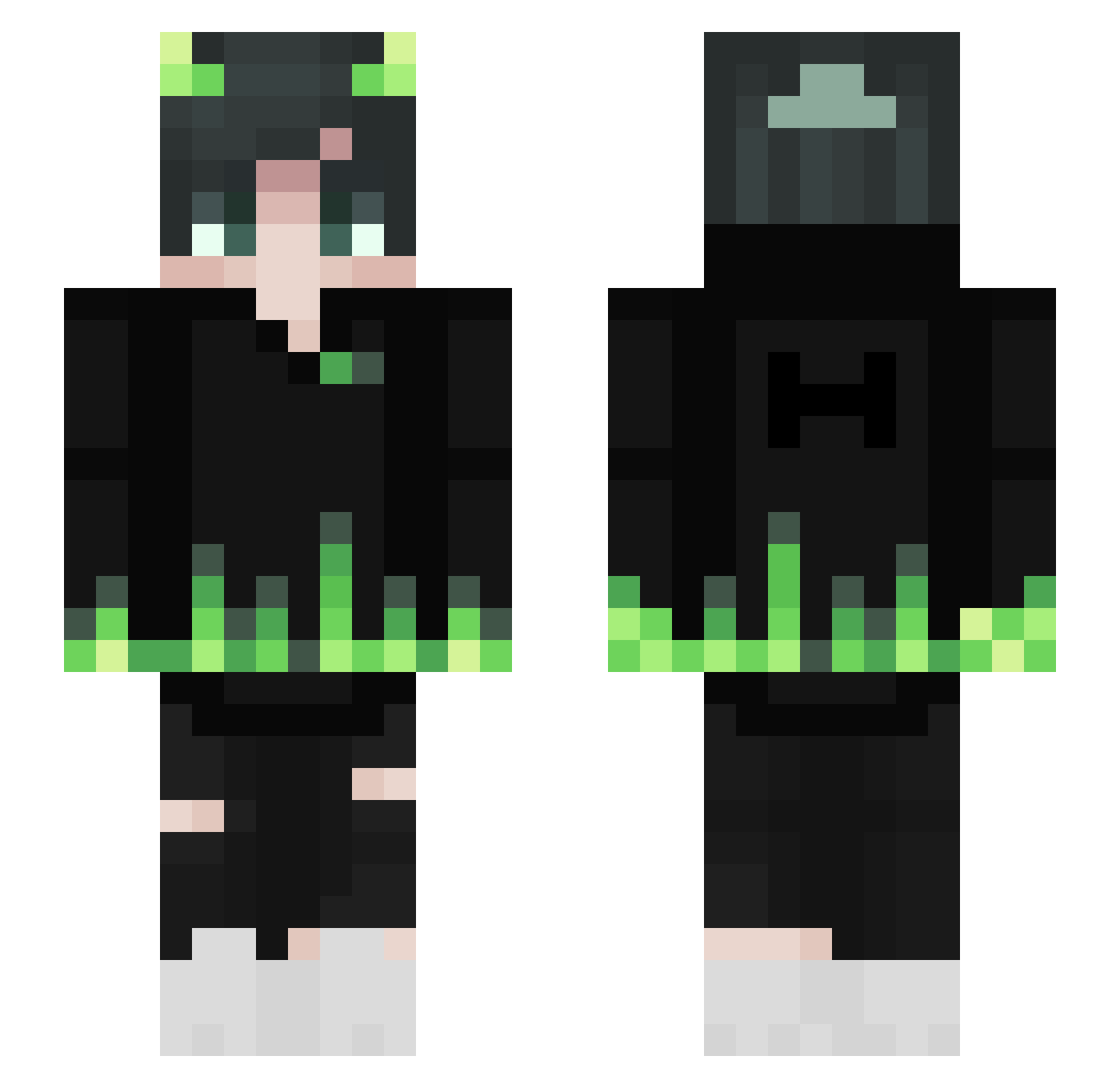 HuntU Minecraft skin, front and back view