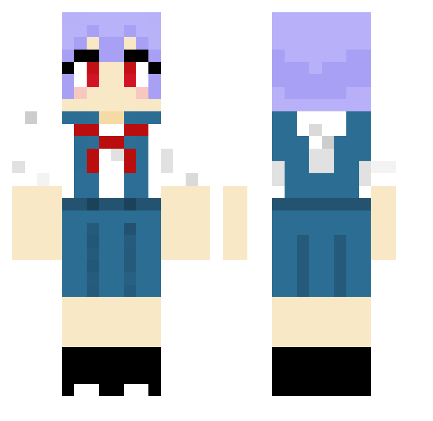 DaZaKu Minecraft skin, front and back view
