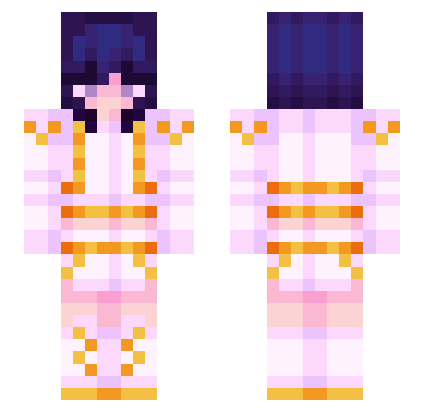 Rajaclee Minecraft skin, front and back view