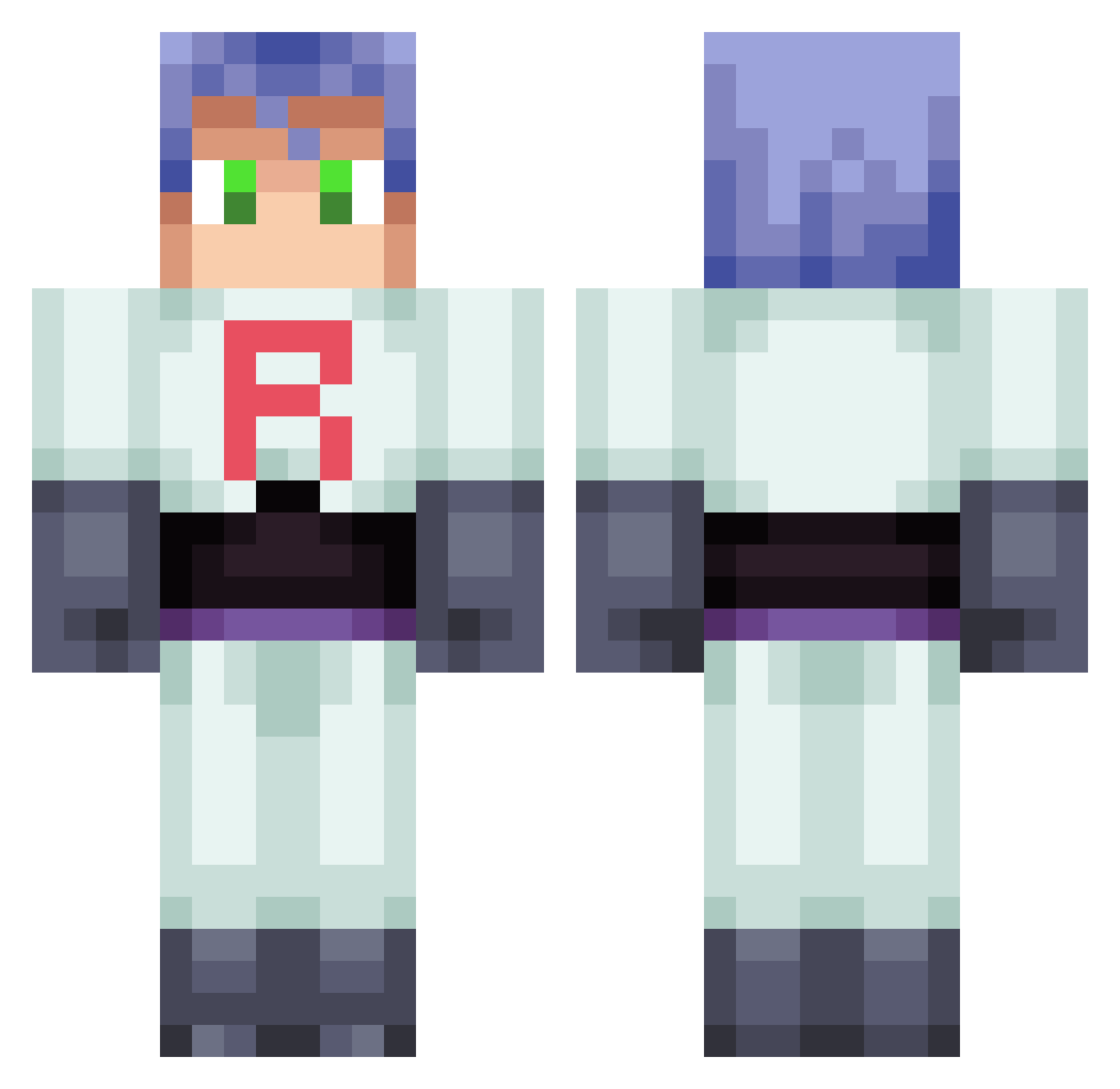 LegendaryPigeon Minecraft skin, front and back view
