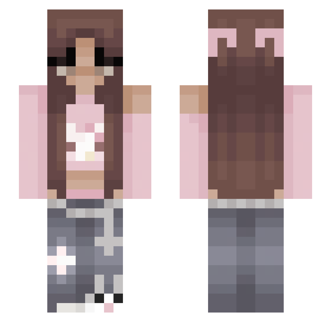 xexet Minecraft skin, front and back view