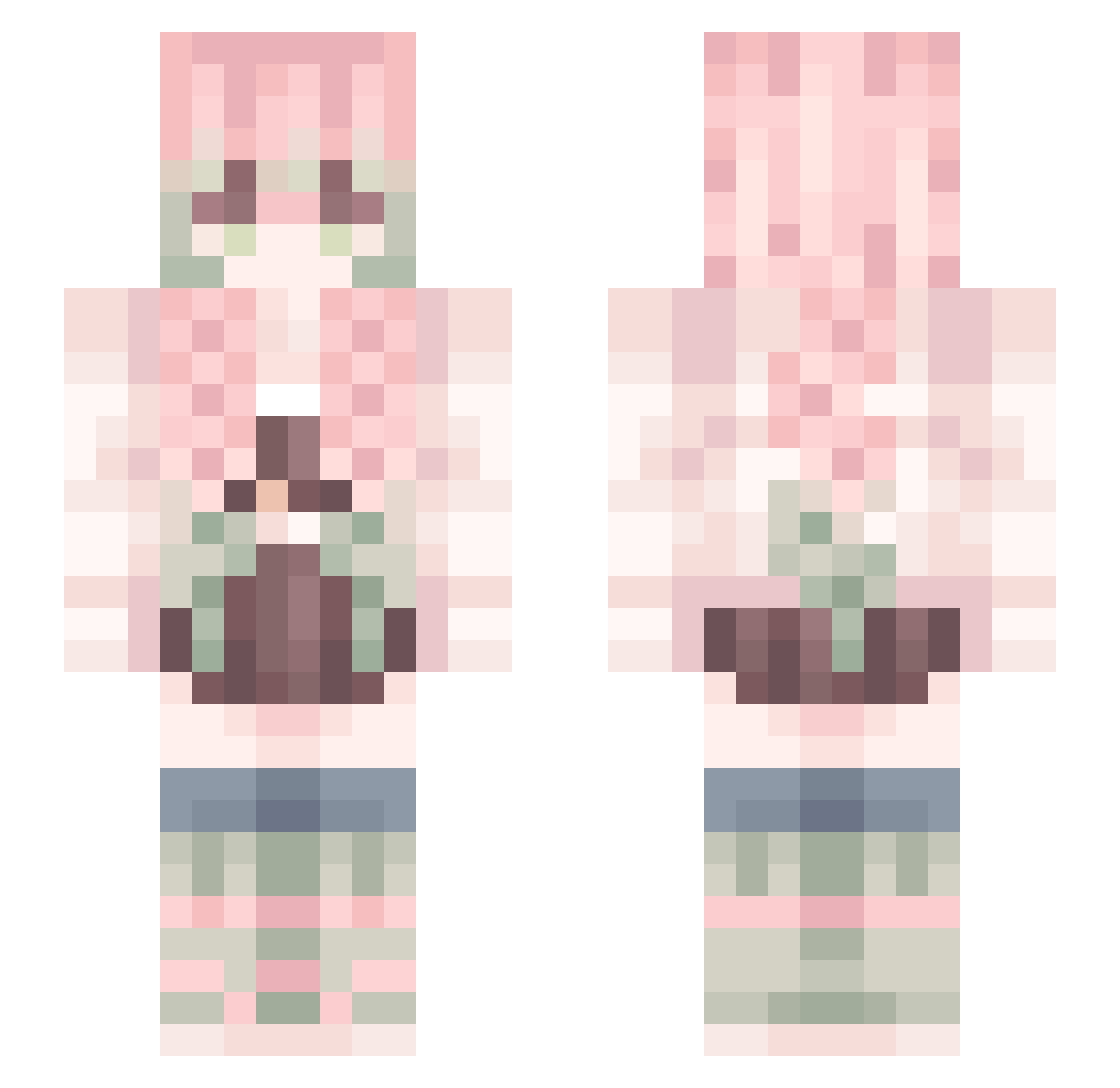 aloka Minecraft skin, front and back view