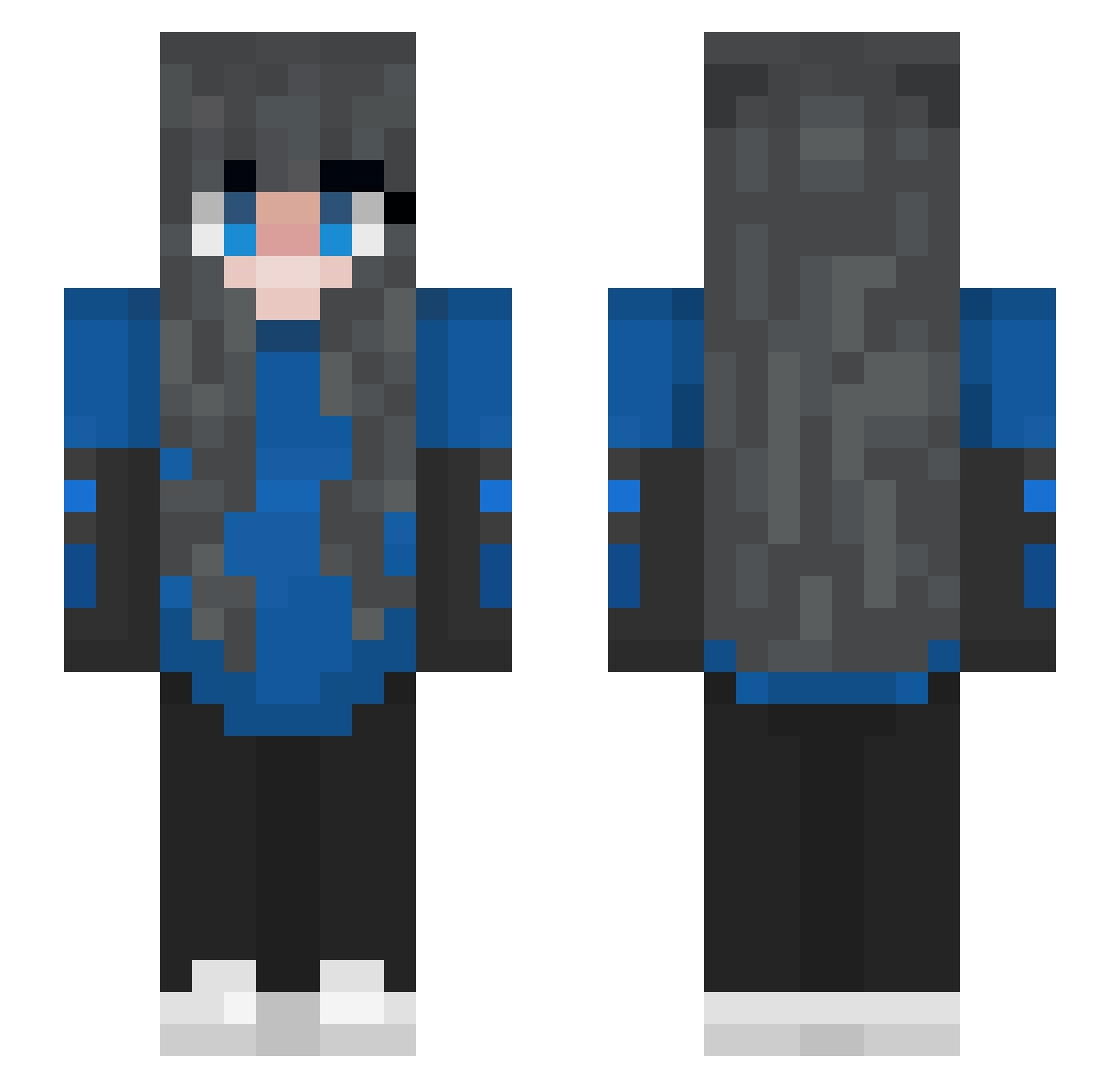 Worksmartnothard Minecraft skin, front and back view