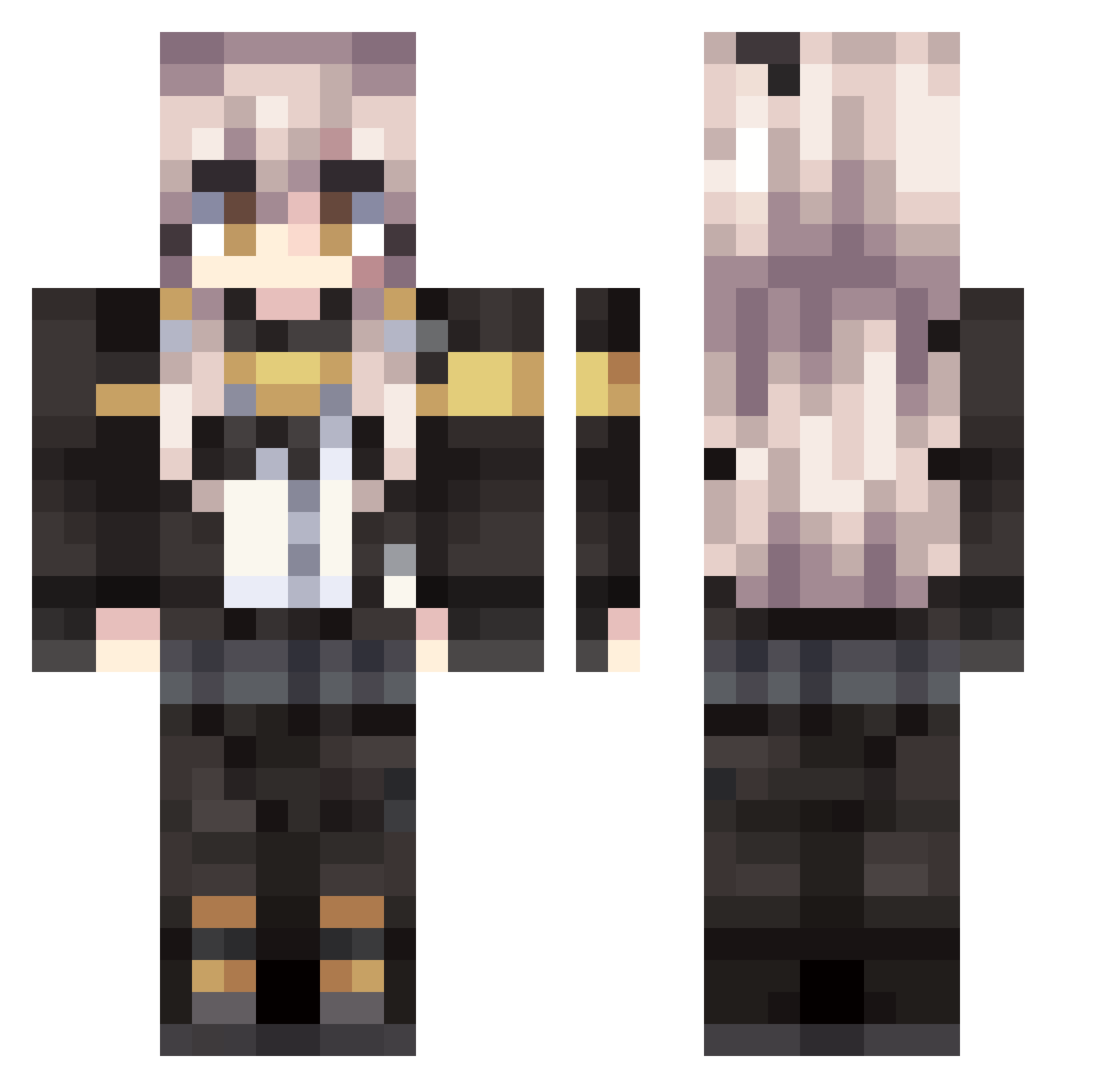 Recyan Minecraft skin, front and back view