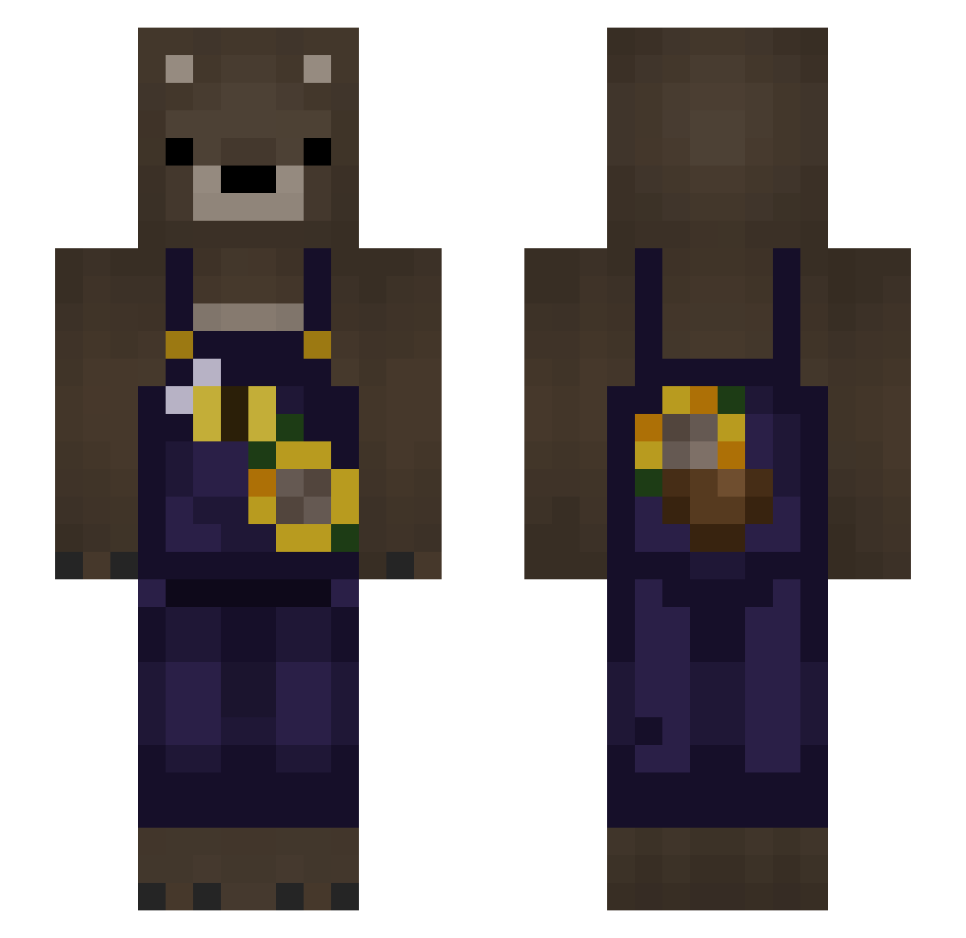 rv8l Minecraft skin, front and back view