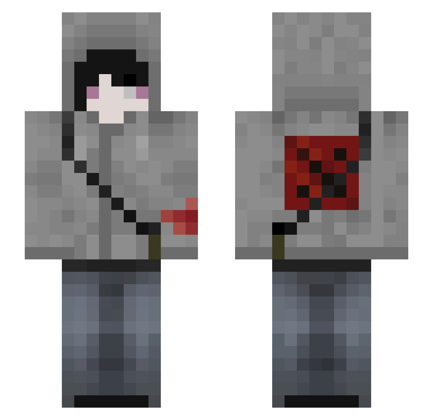 kiranamizake Minecraft skin, front and back view