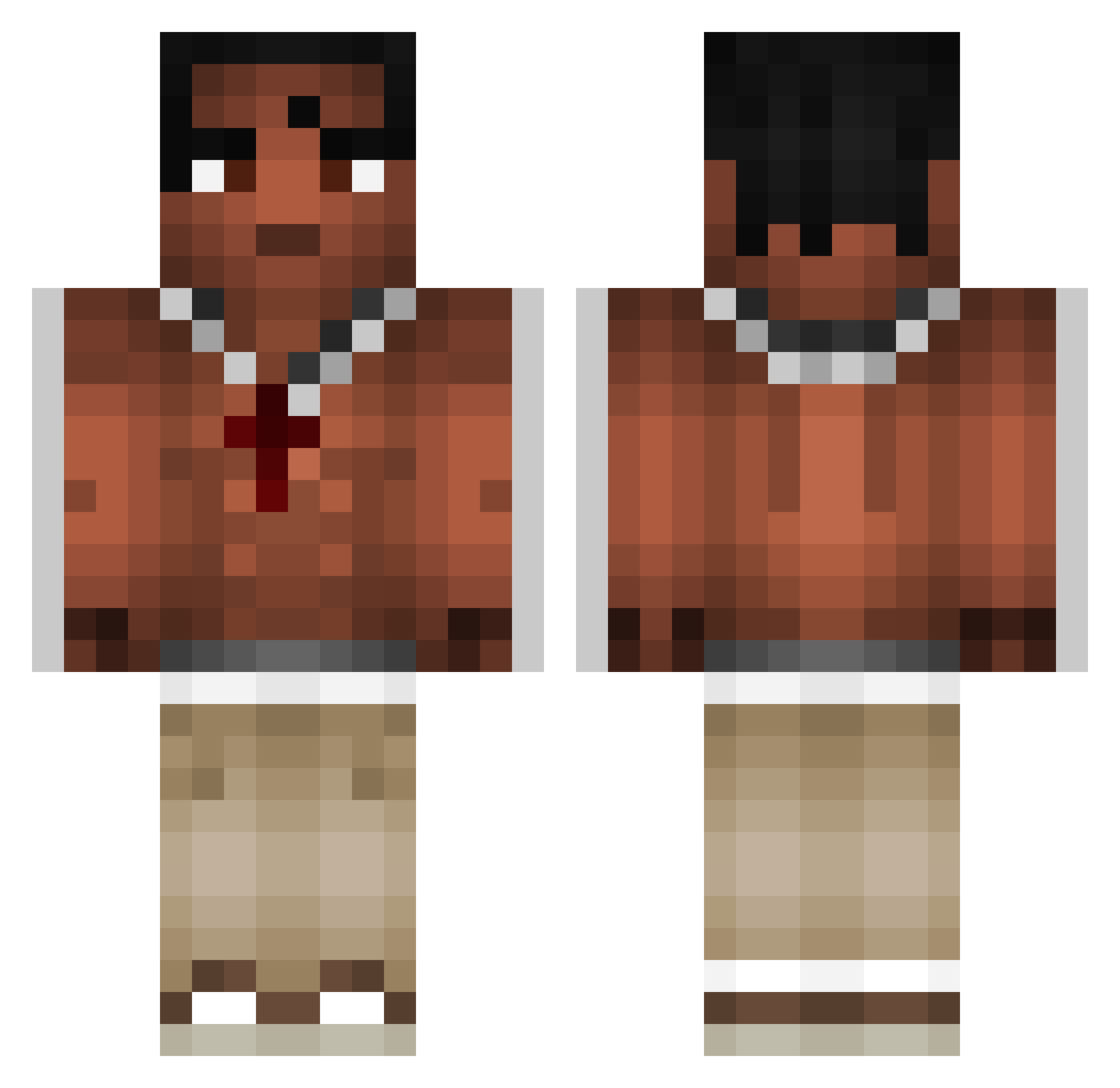 DodgeMeme Minecraft skin, front and back view