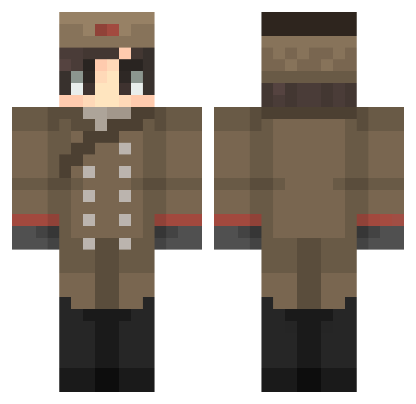 WheePow Minecraft skin, front and back view