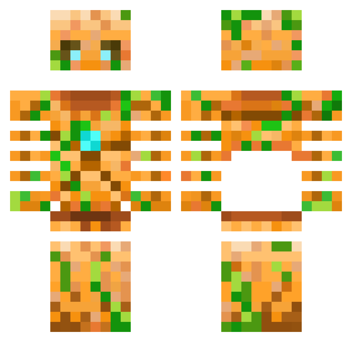 kemkiller Minecraft skin, front and back view