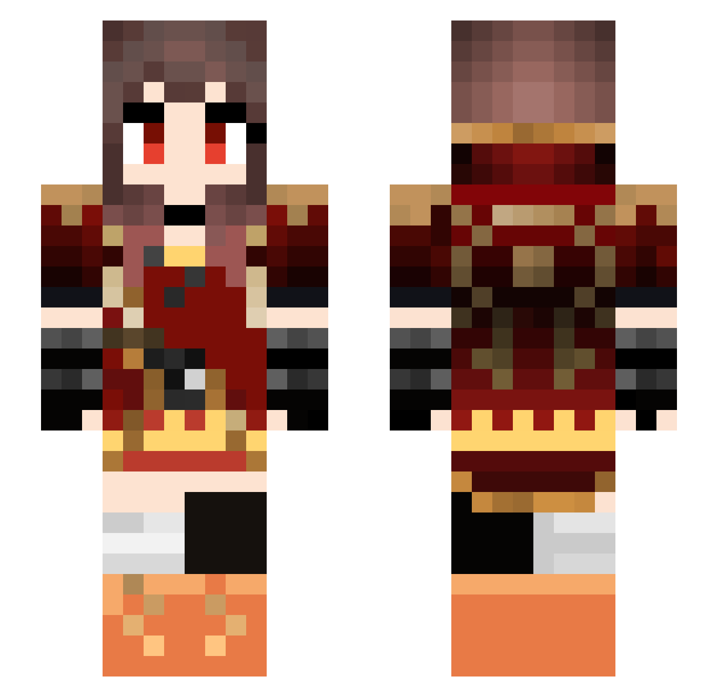 PepegaRuka Minecraft skin, front and back view