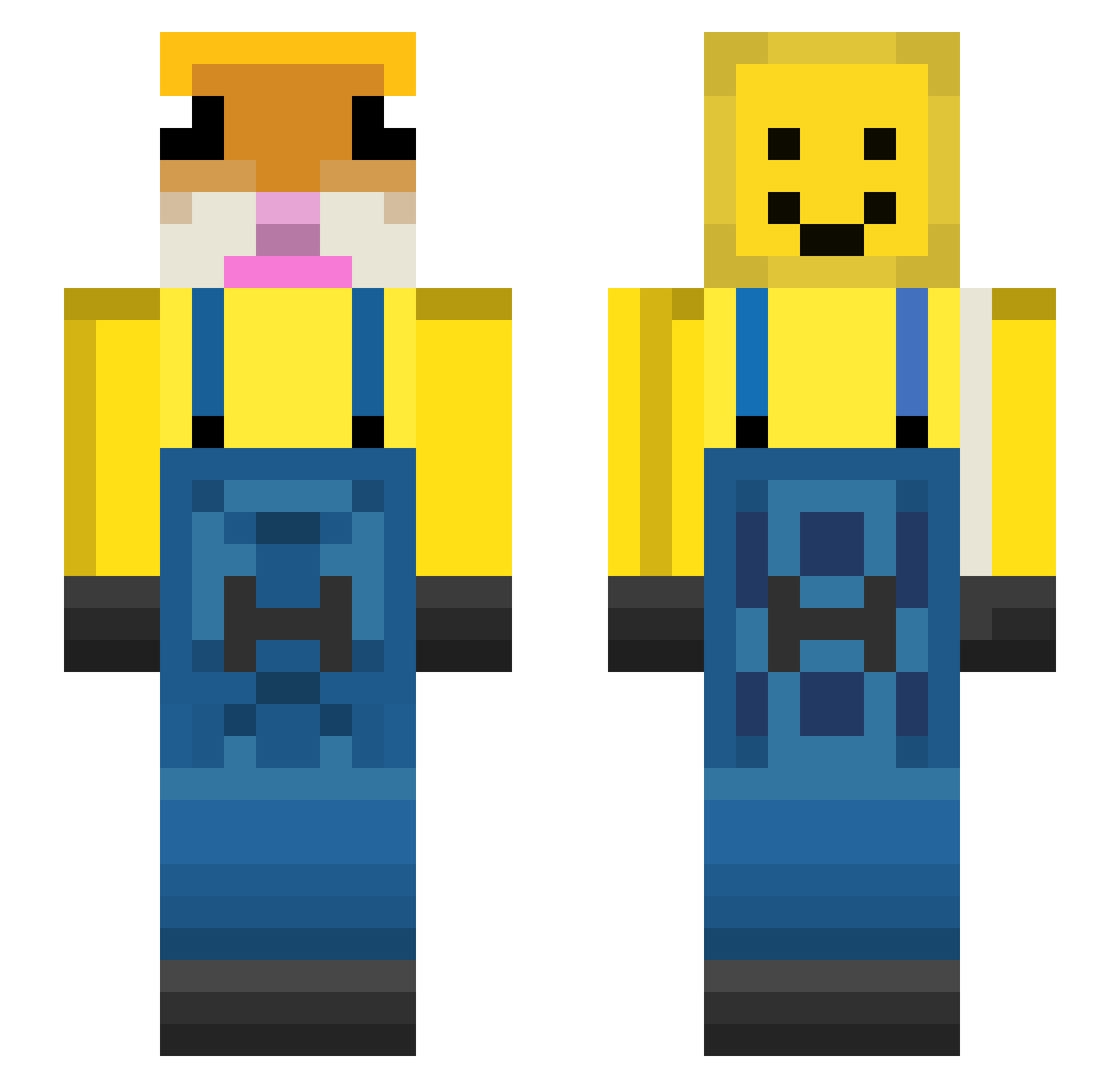 crazycatwomann Minecraft skin, front and back view