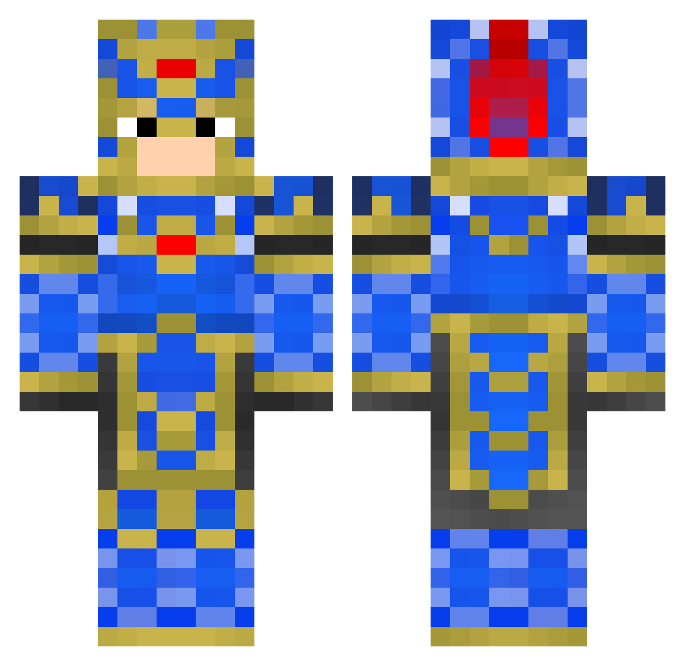AmphiK Minecraft skin, front and back view