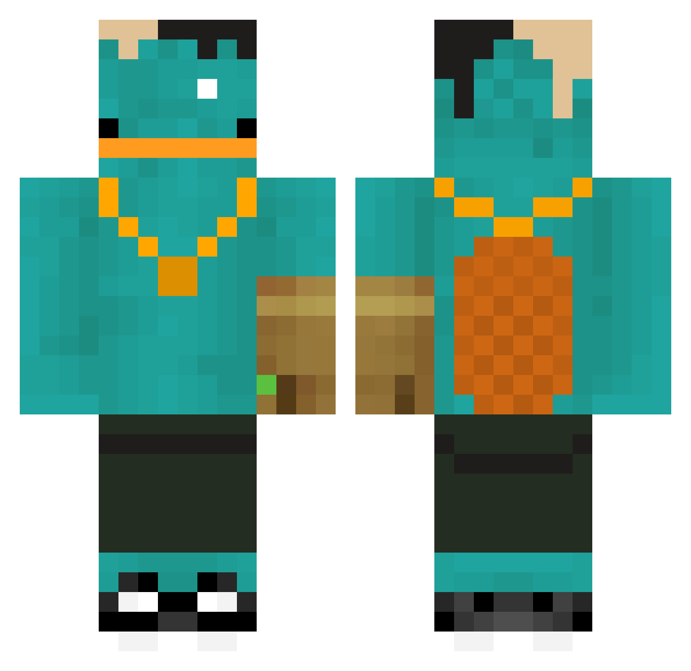 Swagritos Minecraft skin, front and back view