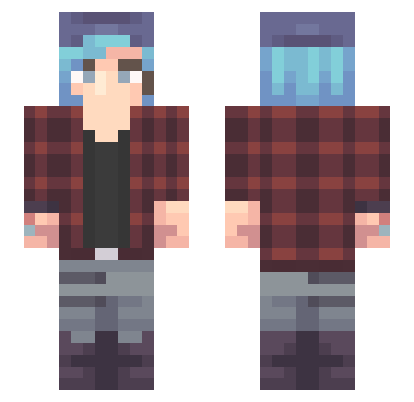 hctn0 Minecraft skin, front and back view