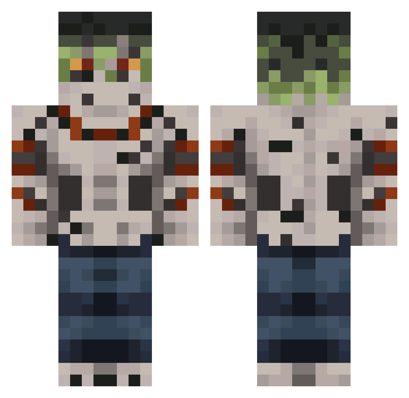 JuustLogan Minecraft skin, front and back view