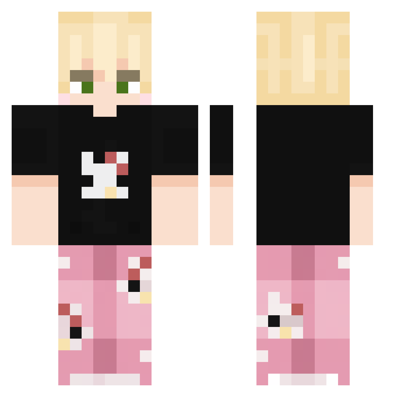 SmulanXP Minecraft skin, front and back view