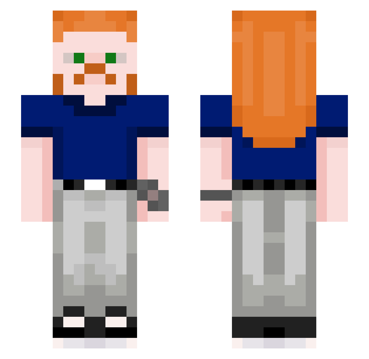 Secgin Minecraft skin, front and back view