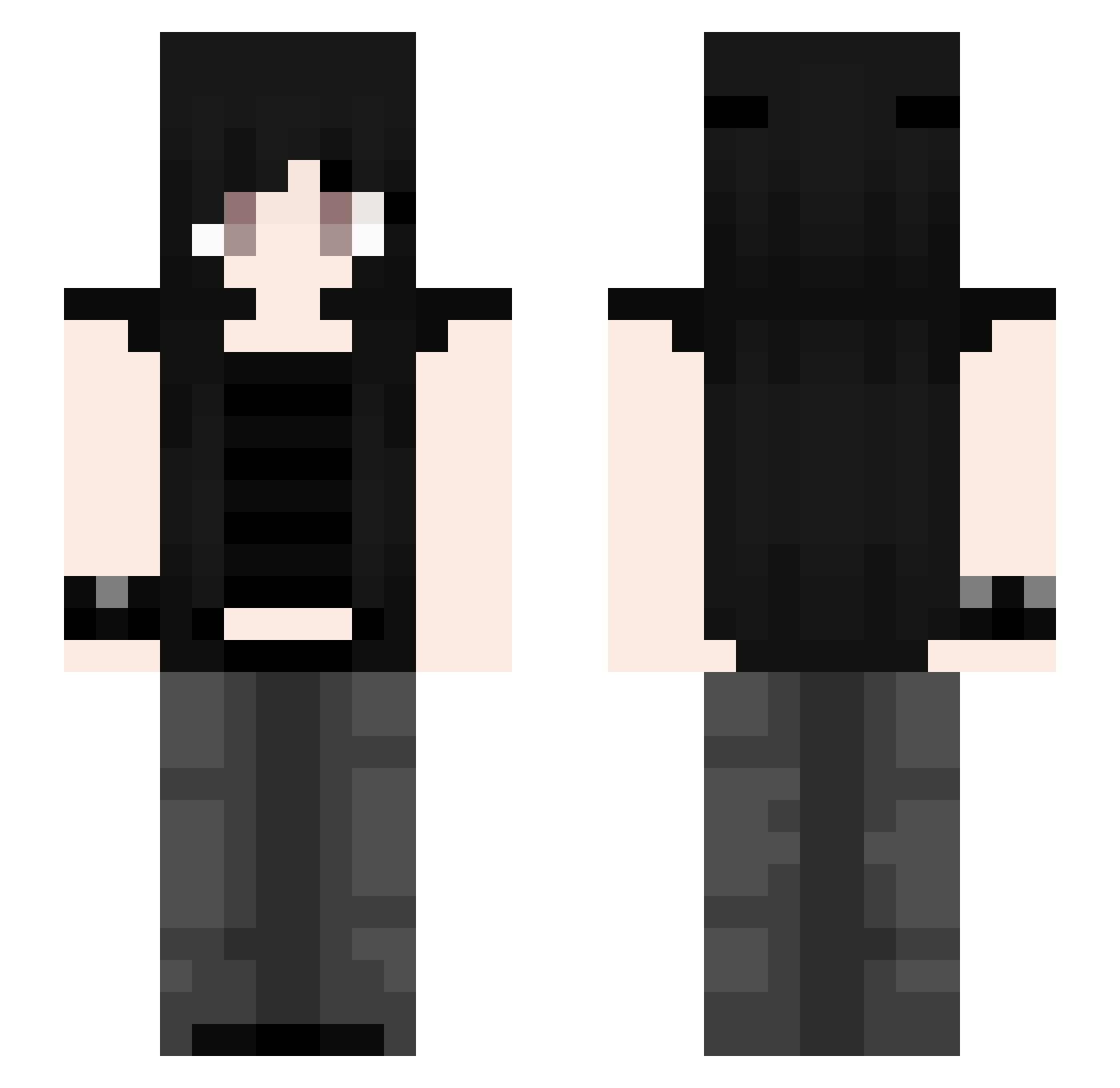 Xvivity Minecraft skin, front and back view