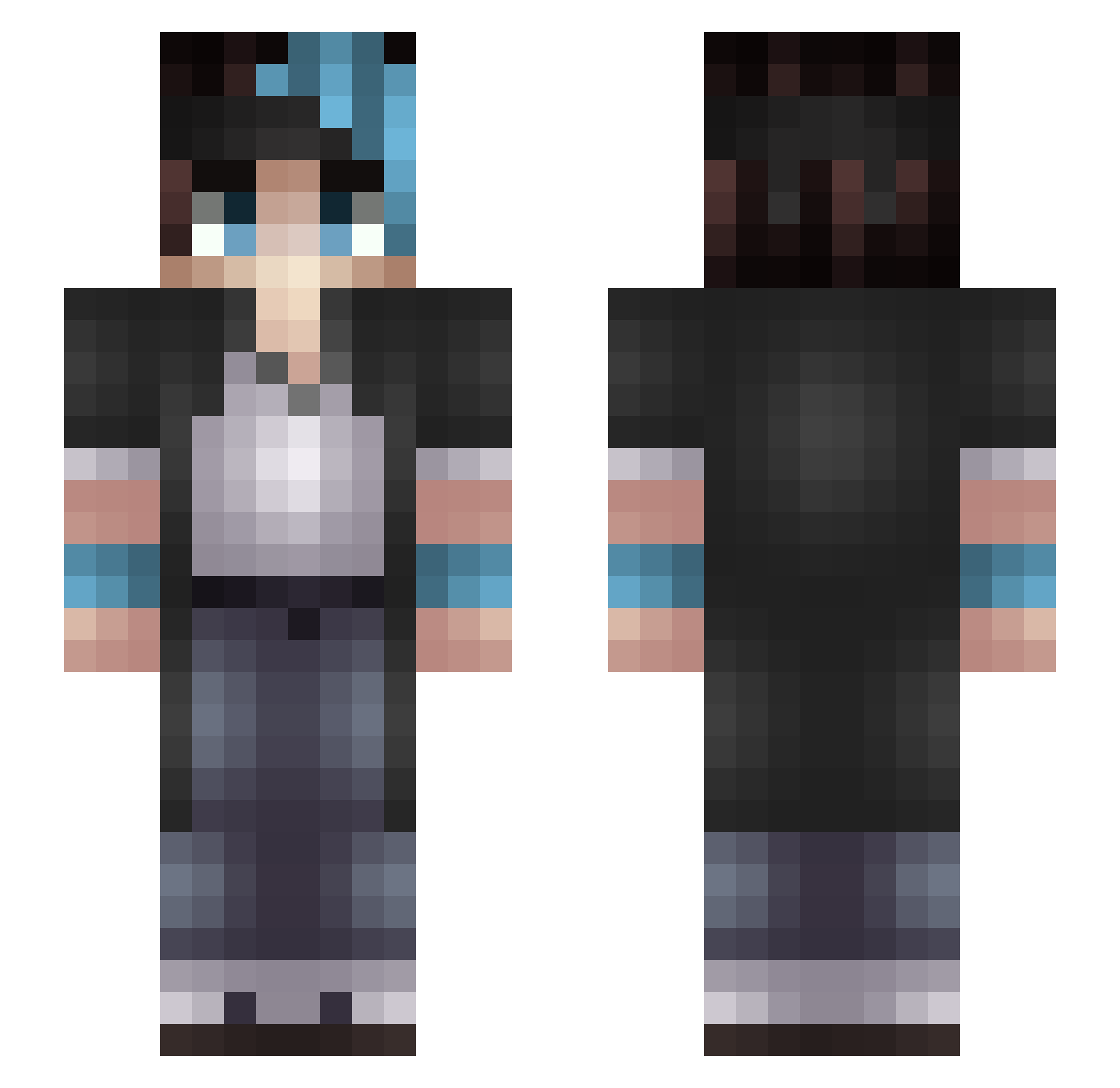 Uncheating Minecraft skin, front and back view