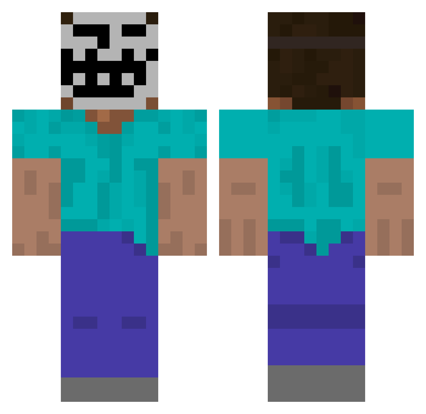 5bux Minecraft skin, front and back view