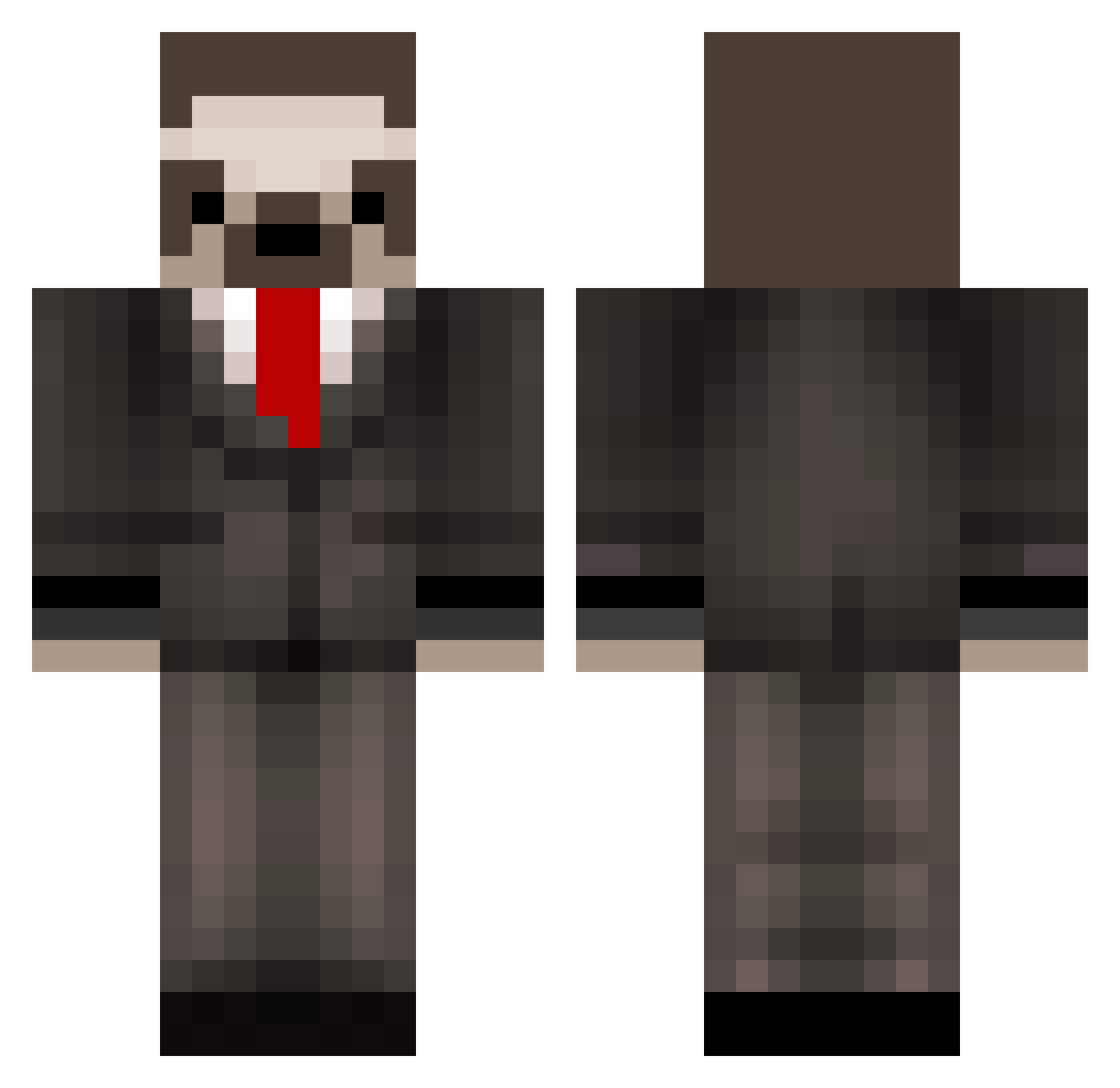 MaLeac Minecraft skin, front and back view