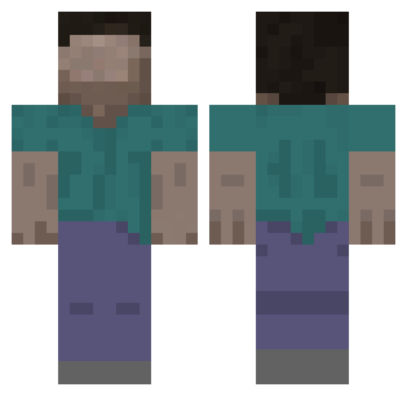 Silly_Liam Minecraft skin, front and back view