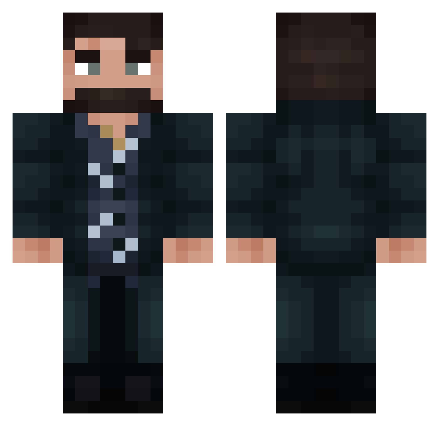 Kalthass Minecraft skin, front and back view