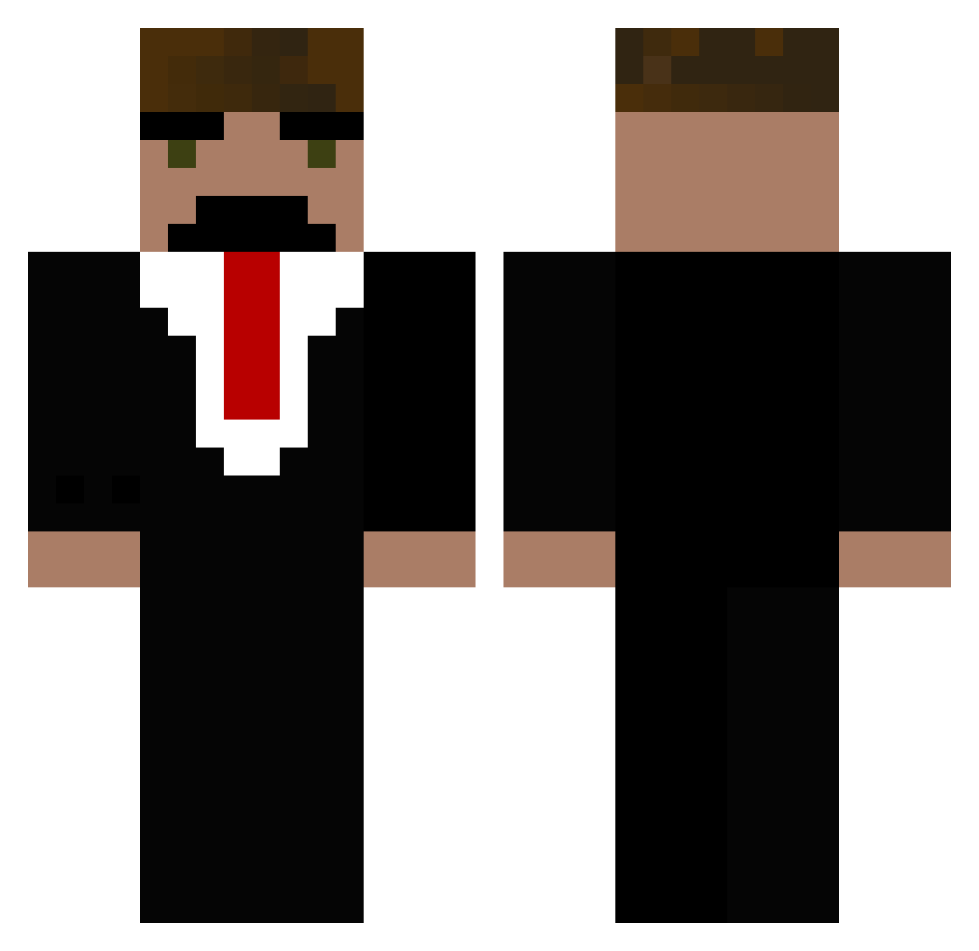 PanFire Minecraft skin, front and back view