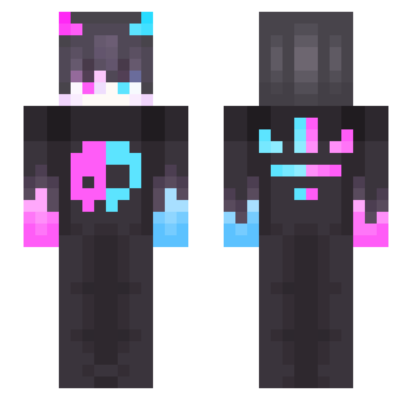 DmonMC Minecraft skin, front and back view