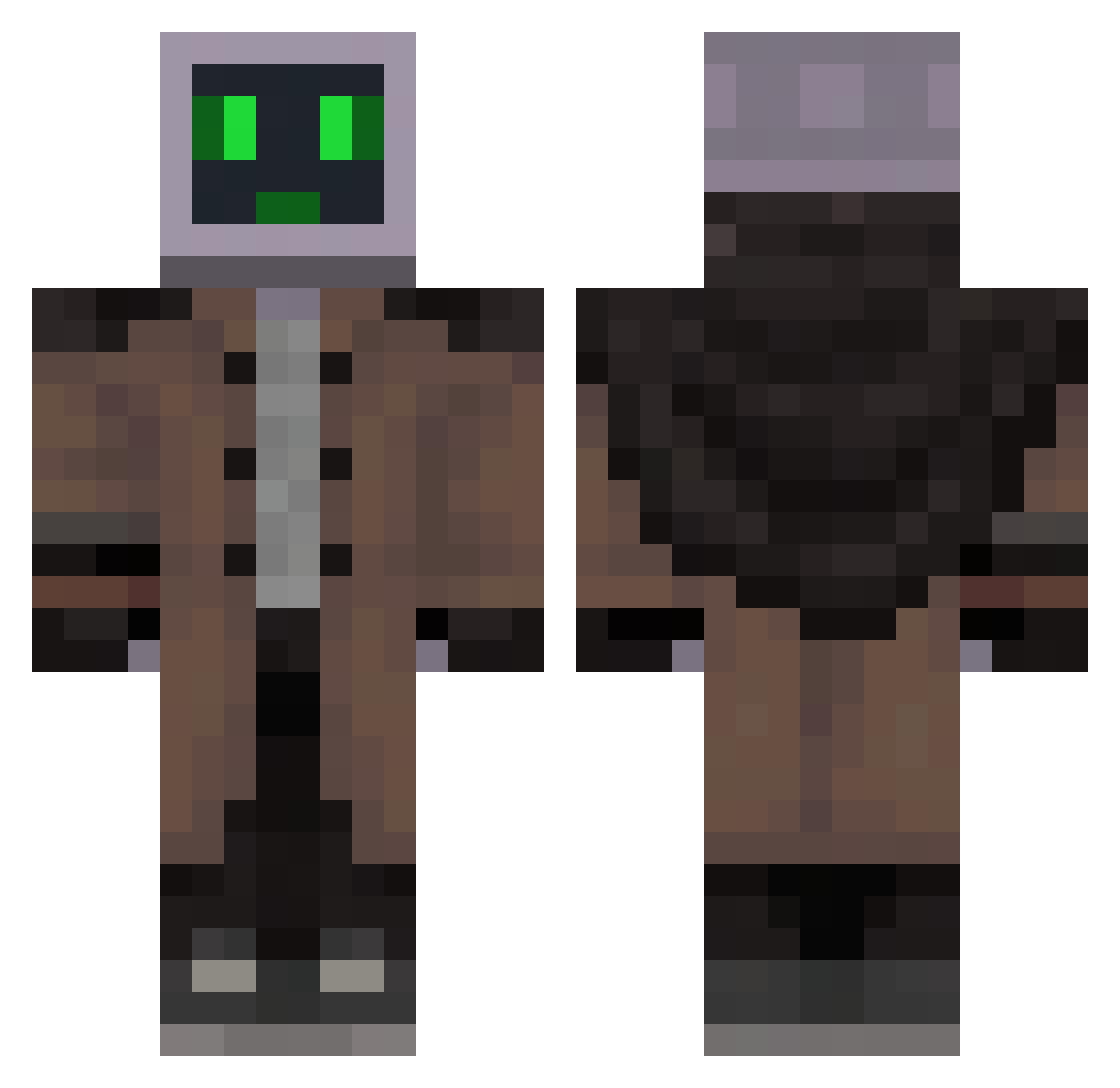 Splazey Minecraft skin, front and back view