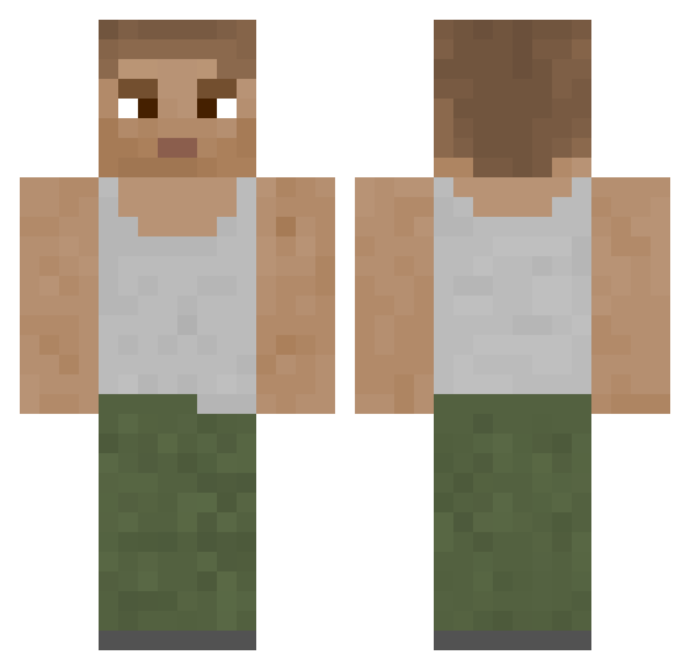 Yniken Minecraft skin, front and back view