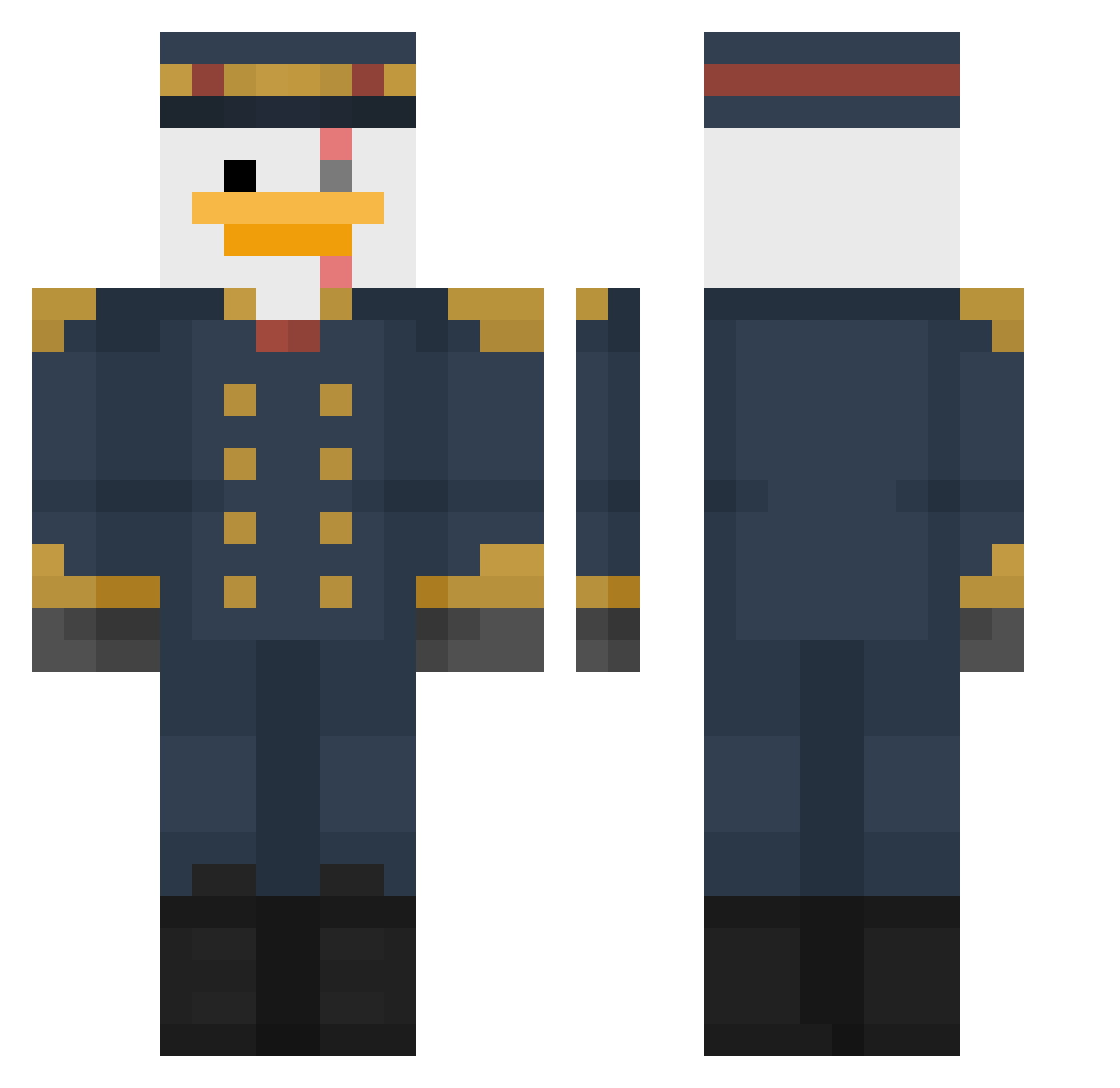 SoldaatBever Minecraft skin, front and back view