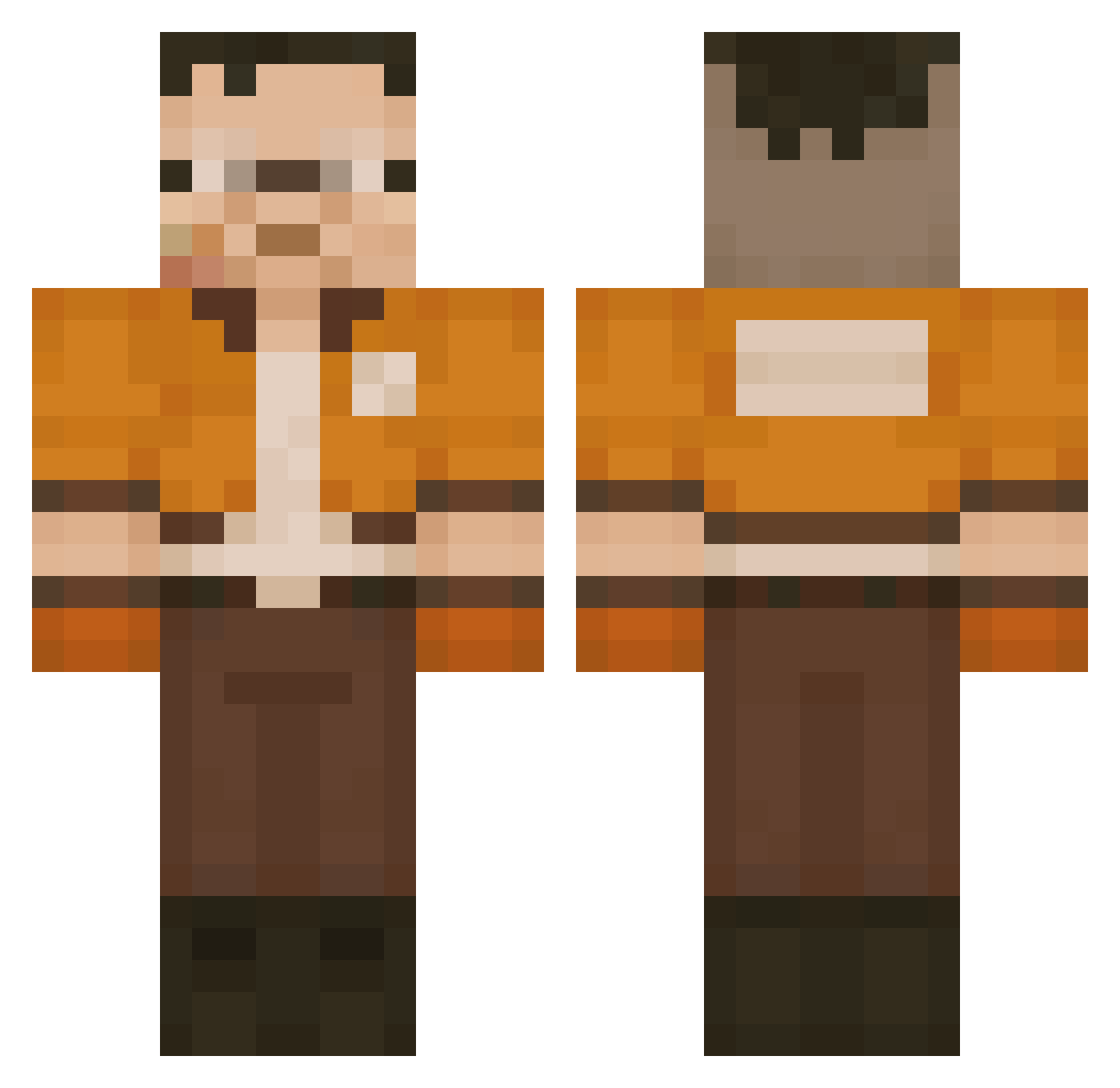 Fittfis Minecraft skin, front and back view