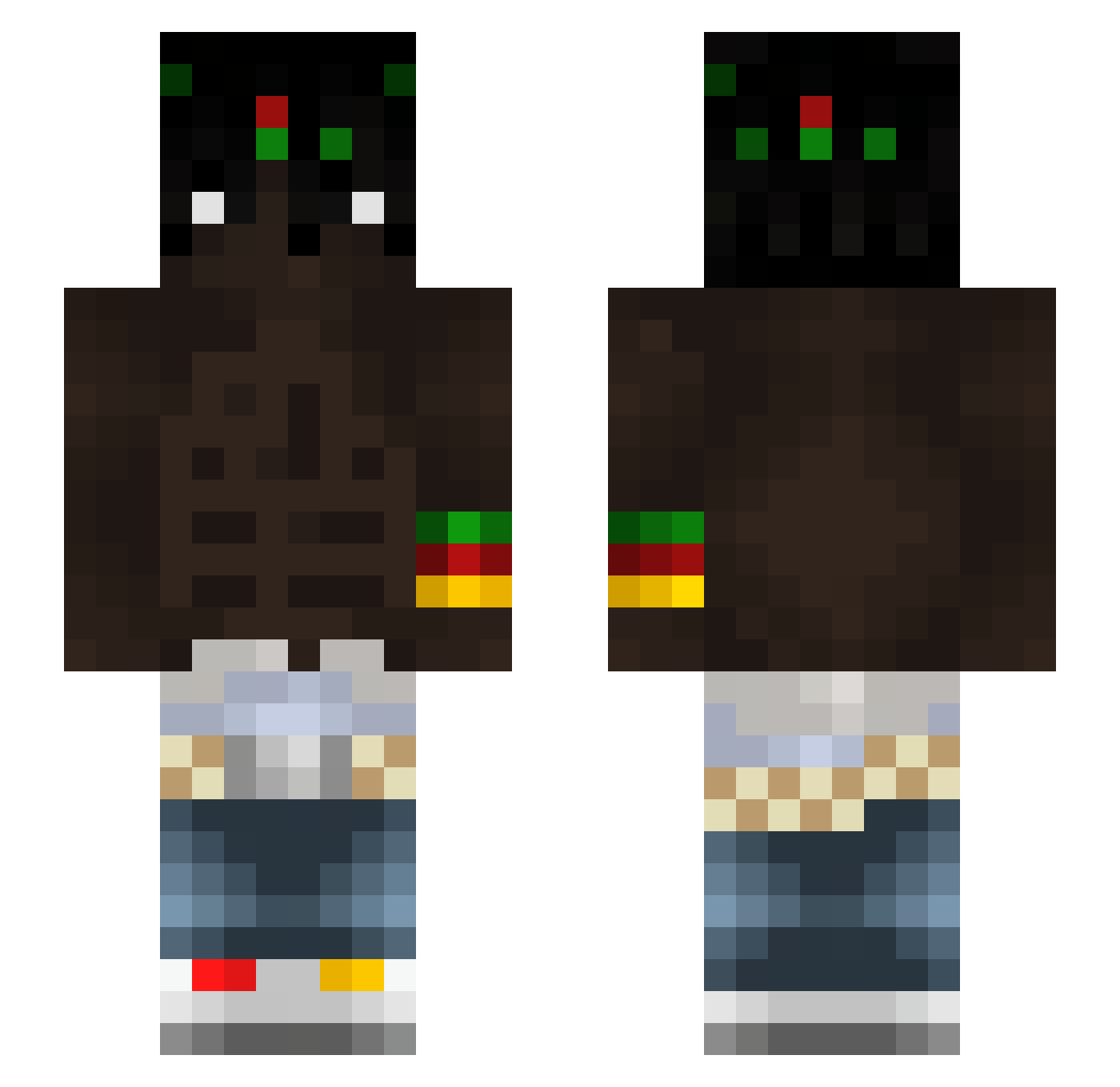 Jwhny Minecraft skin, front and back view