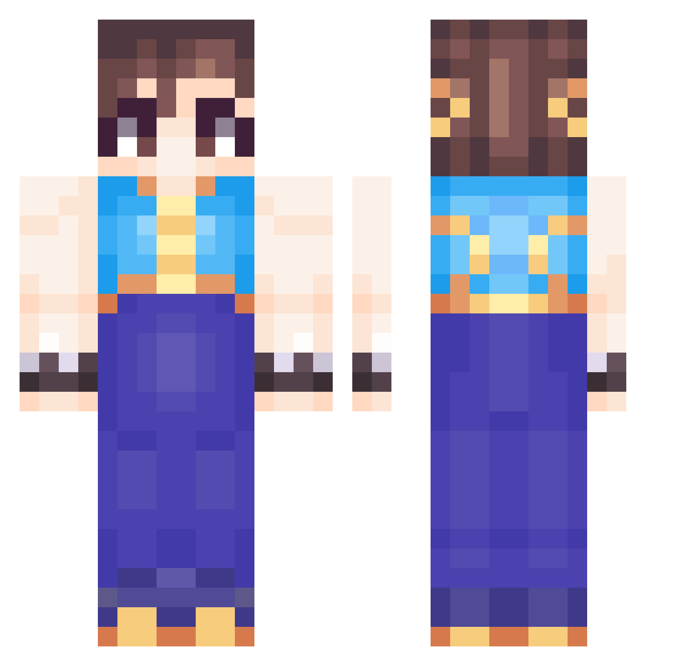 FrannoMN Minecraft skin, front and back view
