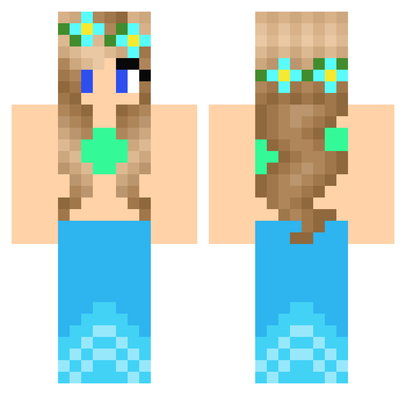 peakiana Minecraft skin, front and back view