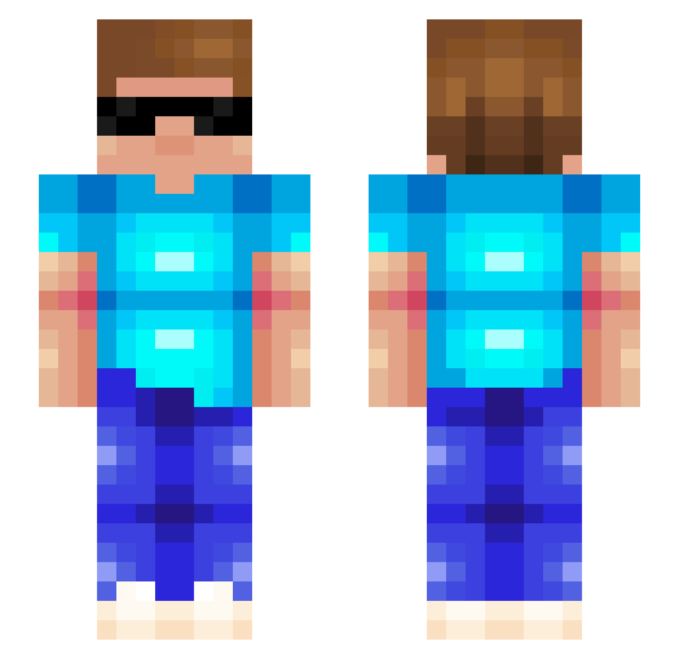 Wixi22 Minecraft skin, front and back view